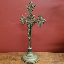 Load image into Gallery viewer, x SOLD Antique Brass Crucifix, Cross, Jesus on the Cross, Home Worship or Devotion. B11600
