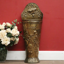 Load image into Gallery viewer, French Brass Umbrella Holder or Stand, Pressed Brass Walking Stick Holder. B11865
