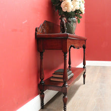 Load image into Gallery viewer, x SOLD Colonial Australian Cedar Console Table, Tier to the base, with a Thomas Hope scroll backboard. B11977
