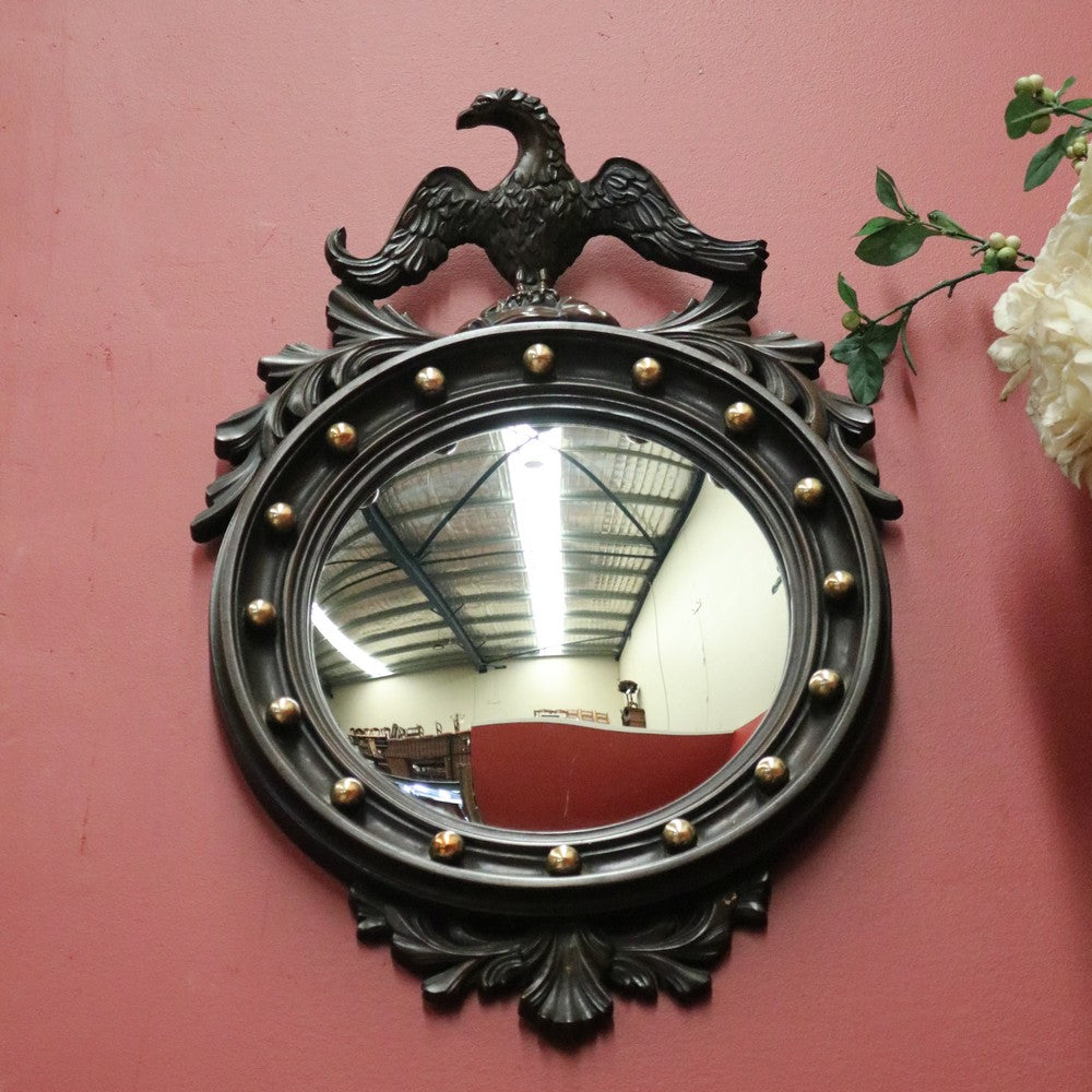 x SOLD Vintage French Empire-style Convex Eagle Mirror with Gilt Brass Detail B11647