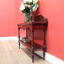 Load image into Gallery viewer, x SOLD Colonial Australian Cedar Console Table, Tier to the base, with a Thomas Hope scroll backboard. B11977
