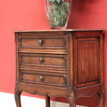 Load image into Gallery viewer, x SOLD Antique French Bedside Cabinet or Lamp Side Table with Cupboard and Drawer Storage B11438
