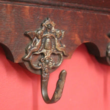 Load image into Gallery viewer, Vintage French Oak Coat Rack With Seven Brass Hooks, Scarf, Hat Rack. B11883
