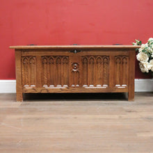 Load image into Gallery viewer, x SOLD French Church Inspired Carved Panel Blanket Box or Toy or Shoe Box with a Key. B11897
