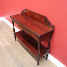 Load image into Gallery viewer, x SOLD Colonial Australian Cedar Console Table, Tier to the base, with a Thomas Hope scroll backboard. B11977
