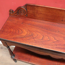Load image into Gallery viewer, x SOLD Colonial Australian Cedar Console Table, Tier to the base, with a Thomas Hope scroll backboard. B11977
