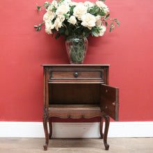 Load image into Gallery viewer, x SOLD Antique French Bedside Cabinet or Lamp Side Table with Cupboard and Drawer Storage B11438
