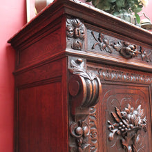 Load image into Gallery viewer, Antique French Oak Sideboard with Carved Drawers and Floral Cupboard Doors. B12655

