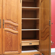 Load image into Gallery viewer, Antique French Oak Four Door Armoire Wardrobe Circa 1910 with Three Keys. B12821
