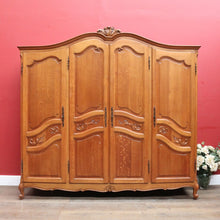 Load image into Gallery viewer, Antique French Oak Four Door Armoire Wardrobe Circa 1910 with Three Keys. B12821
