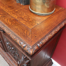 Load image into Gallery viewer, Antique French Oak Sideboard with Carved Drawers and Floral Cupboard Doors. B12655
