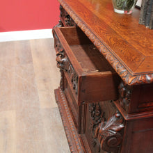 Load image into Gallery viewer, Antique French Oak Sideboard with Carved Drawers and Floral Cupboard Doors. B12655
