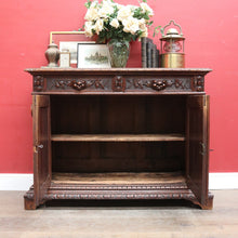 Load image into Gallery viewer, Antique French Oak Sideboard with Carved Drawers and Floral Cupboard Doors. B12655
