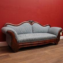 Load image into Gallery viewer, x SOLD Antique Central European Biedermeier Chaise, Lounge or Sofa, Flame Mahogany and Fabric. B11788
