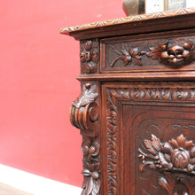 Load image into Gallery viewer, Antique French Oak Sideboard with Carved Drawers and Floral Cupboard Doors. B12655
