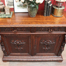 Load image into Gallery viewer, Antique French Oak Sideboard with Carved Drawers and Floral Cupboard Doors. B12655
