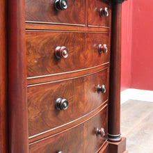 Load image into Gallery viewer, Antique English Mahogany and Flame Mahogany Chest with Mother of Pearl Handles. B13064
