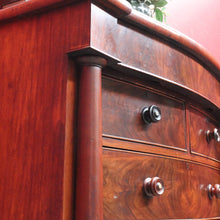 Load image into Gallery viewer, Antique English Mahogany and Flame Mahogany Chest with Mother of Pearl Handles. B13064
