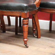Load image into Gallery viewer, x SOLD A Set of Six and English Walnut and Black Leather Dining or Kitchen Chairs. B12344
