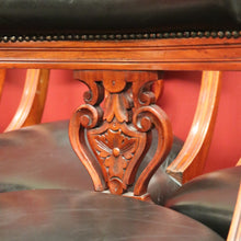 Load image into Gallery viewer, x SOLD A Set of Six and English Walnut and Black Leather Dining or Kitchen Chairs. B12344

