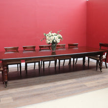 Load image into Gallery viewer, Antique English Mahogany Dining Table with Turned Legs, Brass Cups &amp; Castors. B12646
