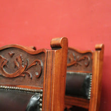 Load image into Gallery viewer, x SOLD A Set of Six and English Walnut and Black Leather Dining or Kitchen Chairs. B12344
