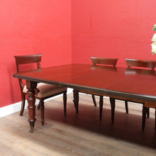 Load image into Gallery viewer, Antique English Mahogany Dining Table with Turned Legs, Brass Cups &amp; Castors. B12646
