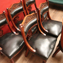 Load image into Gallery viewer, x SOLD A Set of Six and English Walnut and Black Leather Dining or Kitchen Chairs. B12344

