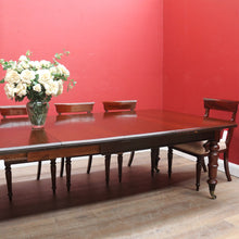 Load image into Gallery viewer, Antique English Mahogany Dining Table with Turned Legs, Brass Cups &amp; Castors. B12646
