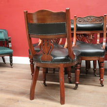 Load image into Gallery viewer, x SOLD A Set of Six and English Walnut and Black Leather Dining or Kitchen Chairs. B12344
