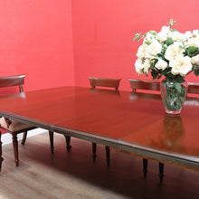 Load image into Gallery viewer, Antique English Mahogany Dining Table with Turned Legs, Brass Cups &amp; Castors. B12646
