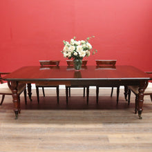 Load image into Gallery viewer, Antique English Mahogany Dining Table with Turned Legs, Brass Cups &amp; Castors. B12646
