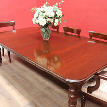 Load image into Gallery viewer, Antique English Mahogany Dining Table with Turned Legs, Brass Cups &amp; Castors. B12646
