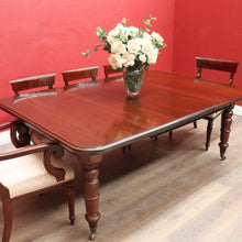 Load image into Gallery viewer, Antique English Mahogany Dining Table with Turned Legs, Brass Cups &amp; Castors. B12646
