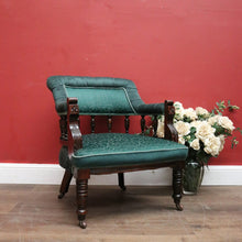 Load image into Gallery viewer, Antique English Mahogany, Velour and Sating Fabric Armchair, Hall or Bedroom Chair. B12346
