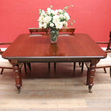 Load image into Gallery viewer, Antique English Mahogany Dining Table with Turned Legs, Brass Cups &amp; Castors. B12646
