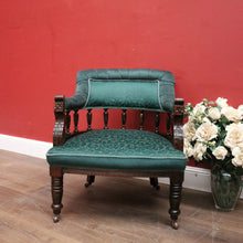 Load image into Gallery viewer, Antique English Mahogany, Velour and Sating Fabric Armchair, Hall or Bedroom Chair. B12346

