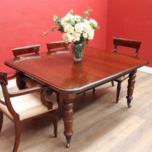 Load image into Gallery viewer, Antique English Mahogany Dining Table with Turned Legs, Brass Cups &amp; Castors. B12646
