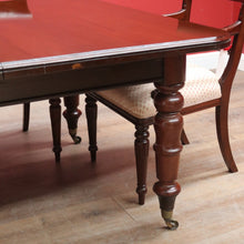 Load image into Gallery viewer, Antique English Mahogany Dining Table with Turned Legs, Brass Cups &amp; Castors. B12646
