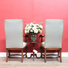 Load image into Gallery viewer, Pair of Antique French Carved Walnut Armchairs with Duck Egg Blue Upholstery. B13058
