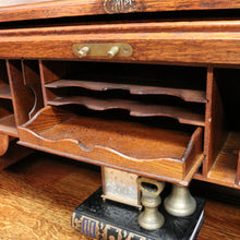 Load image into Gallery viewer, Antique Cutler Quarter Sawn Oak Roll Top Desk with Tambour and Key. B13065
