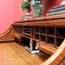 Load image into Gallery viewer, Antique Cutler Quarter Sawn Oak Roll Top Desk with Tambour and Key. B13065
