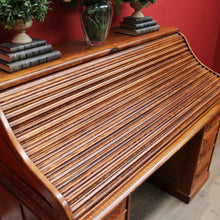 Load image into Gallery viewer, Antique Cutler Quarter Sawn Oak Roll Top Desk with Tambour and Key. B13065
