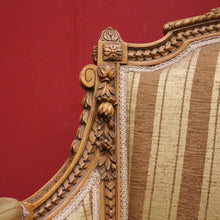Load image into Gallery viewer, x SOLD A pair of French Armchairs, Muted Gold Stripe Fabric, Soft Feather Cushions. B12341
