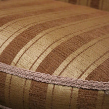 Load image into Gallery viewer, x SOLD A pair of French Armchairs, Muted Gold Stripe Fabric, Soft Feather Cushions. B12341
