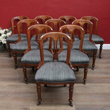 Load image into Gallery viewer, Antique English Oak Balloon Back Crest Dining or Kitchen Chairs Set of 10 Circa 1890. B13058
