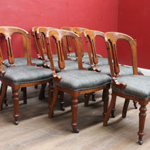 Load image into Gallery viewer, Antique English Oak Balloon Back Crest Dining or Kitchen Chairs Set of 10 Circa 1890. B13058
