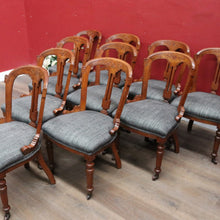 Load image into Gallery viewer, Antique English Oak Balloon Back Crest Dining or Kitchen Chairs Set of 10 Circa 1890. B13058
