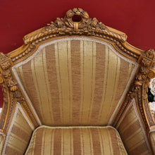 Load image into Gallery viewer, x SOLD A pair of French Armchairs, Muted Gold Stripe Fabric, Soft Feather Cushions. B12341
