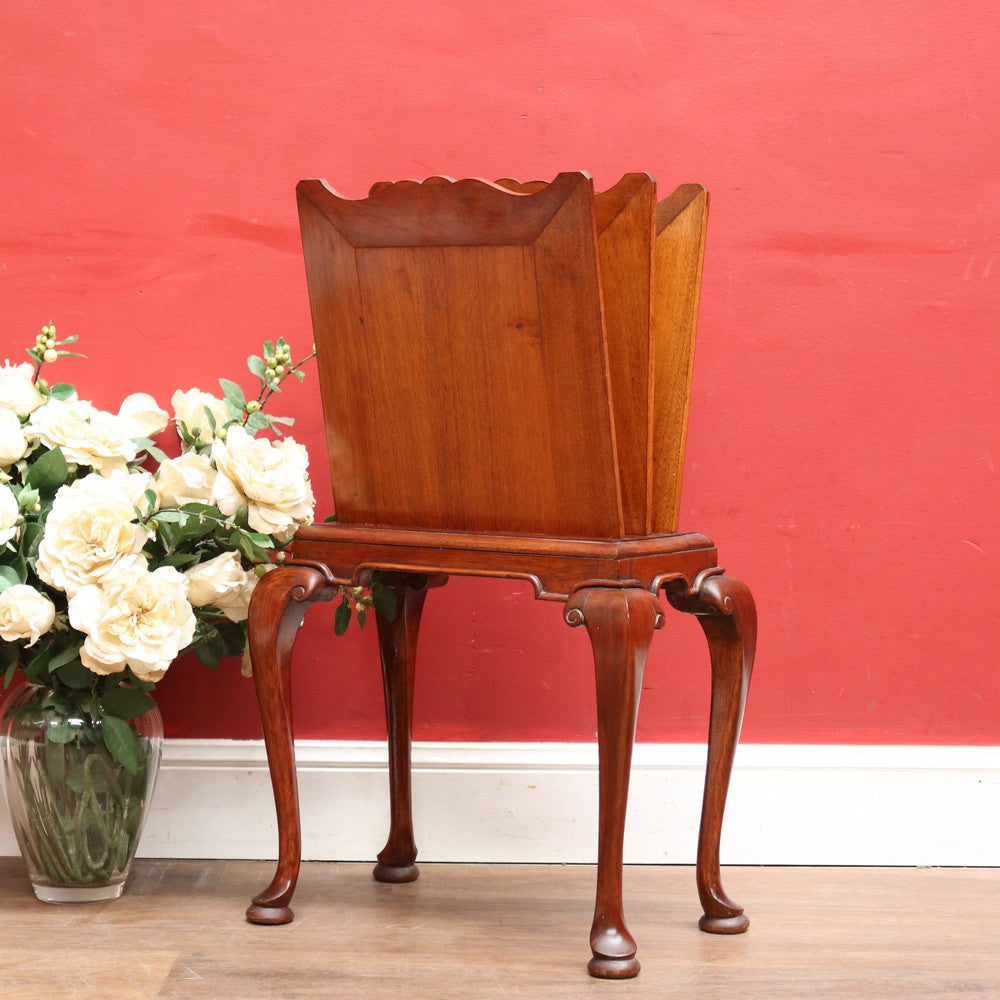 x SOLD Unusual Antique Magazine Rack with Shaped Top, Slender Legs and Pad Feet. B12662